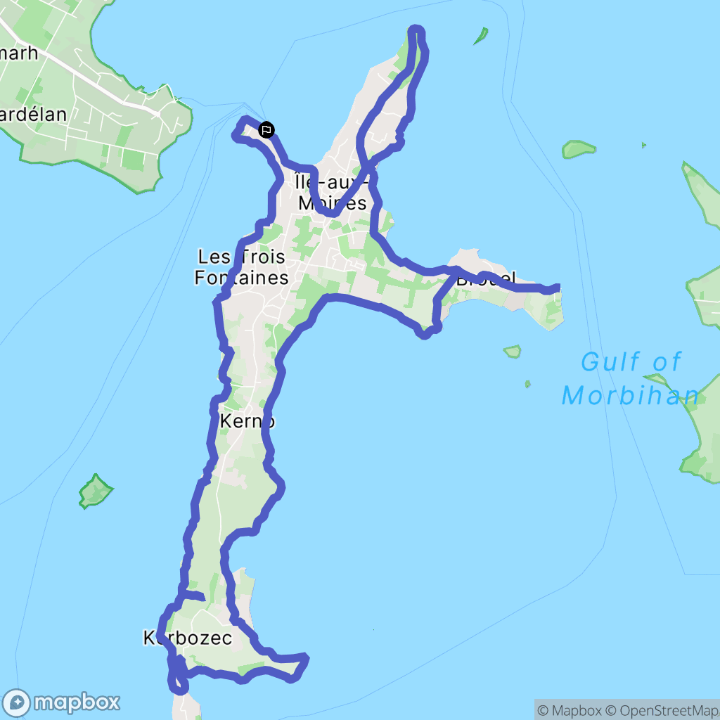 Île-aux-Moines : carte du parcours de randonnée - France