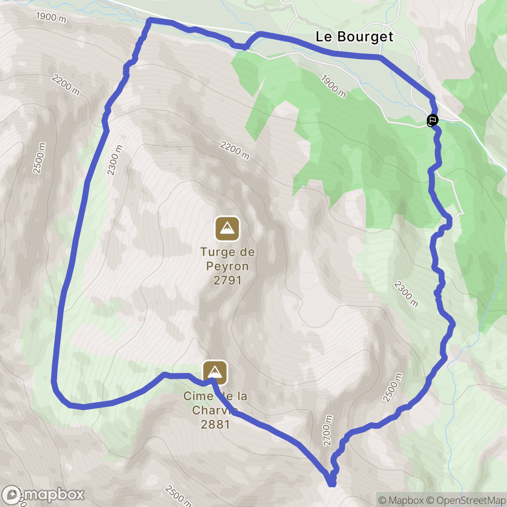Le Bourget, Cervières : carte du parcours de randonnée - France