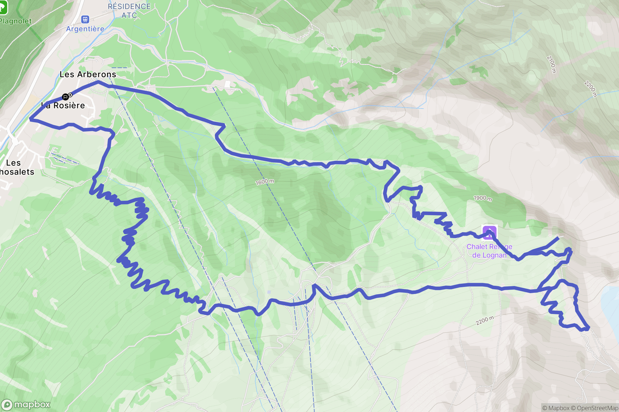 Les Chosalets, Argentière : carte du parcours de randonnée - France