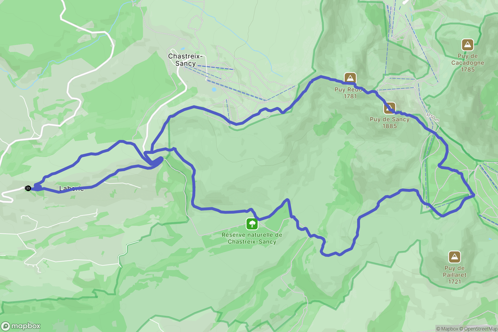 Baffaud, Chastreix : carte du parcours de randonnée - France