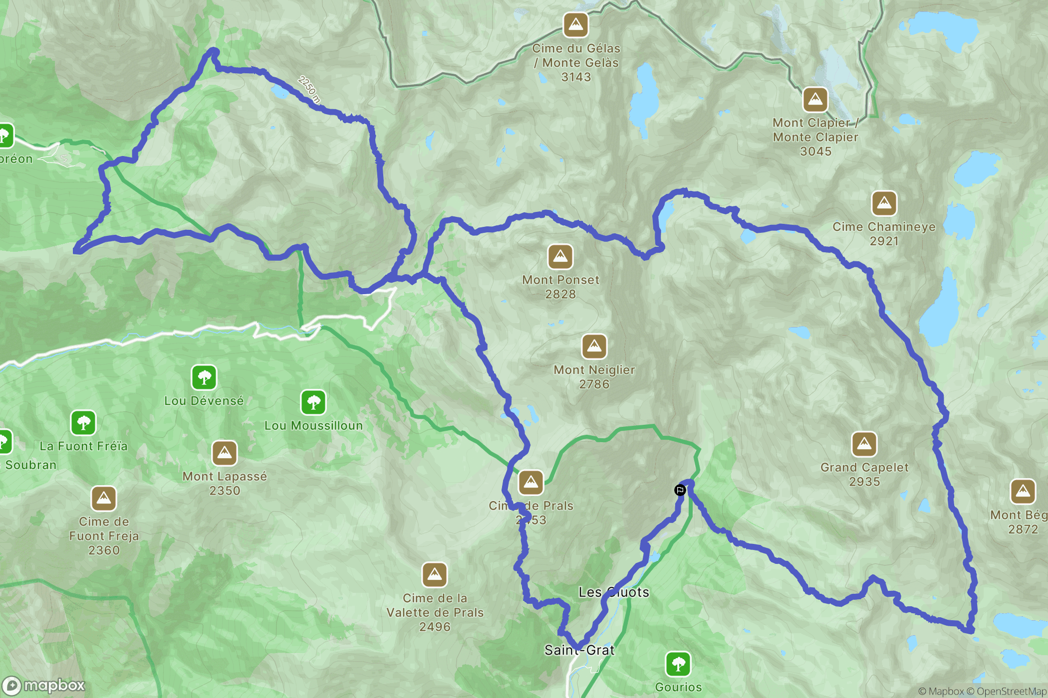 Gargaia, Belvédère : carte du parcours de randonnée - France