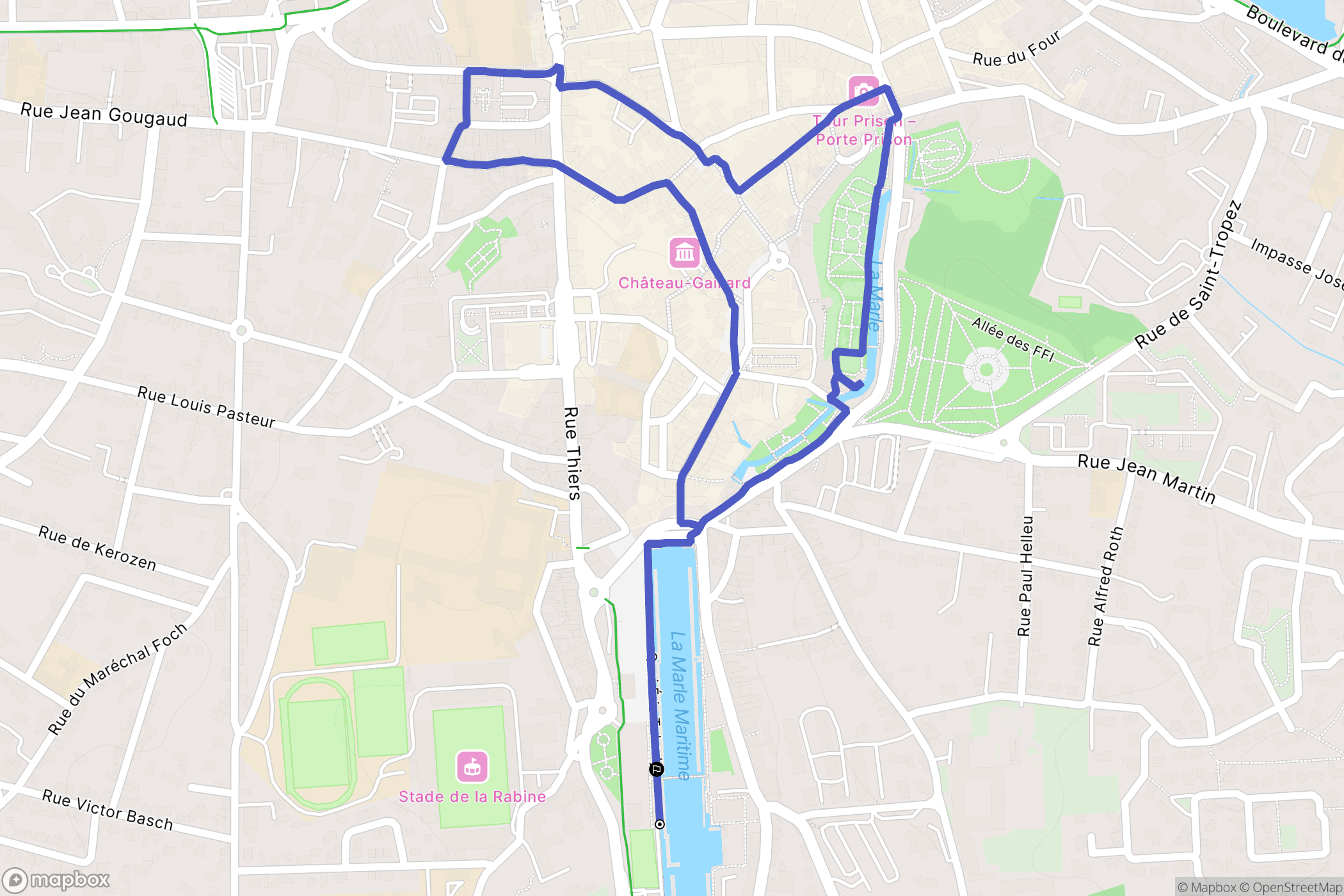Vannes 56000 : carte du parcours de randonnée - France