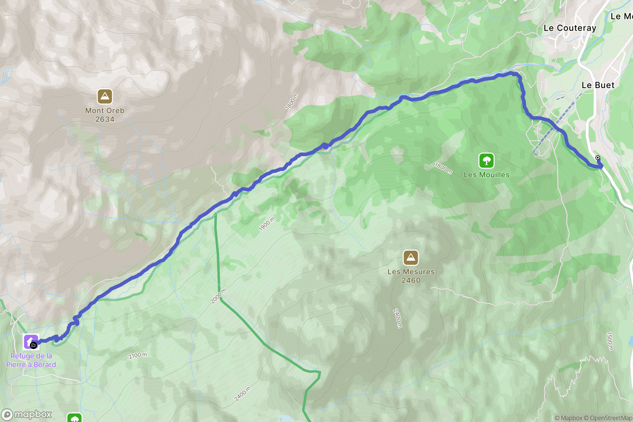 Argentière : carte du parcours de randonnée - France