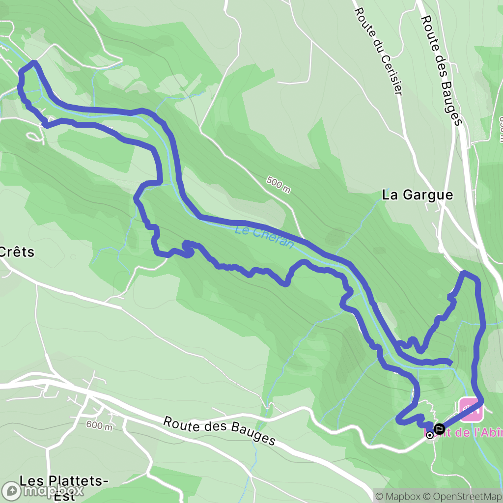 Cusy : carte du parcours de randonnée - France