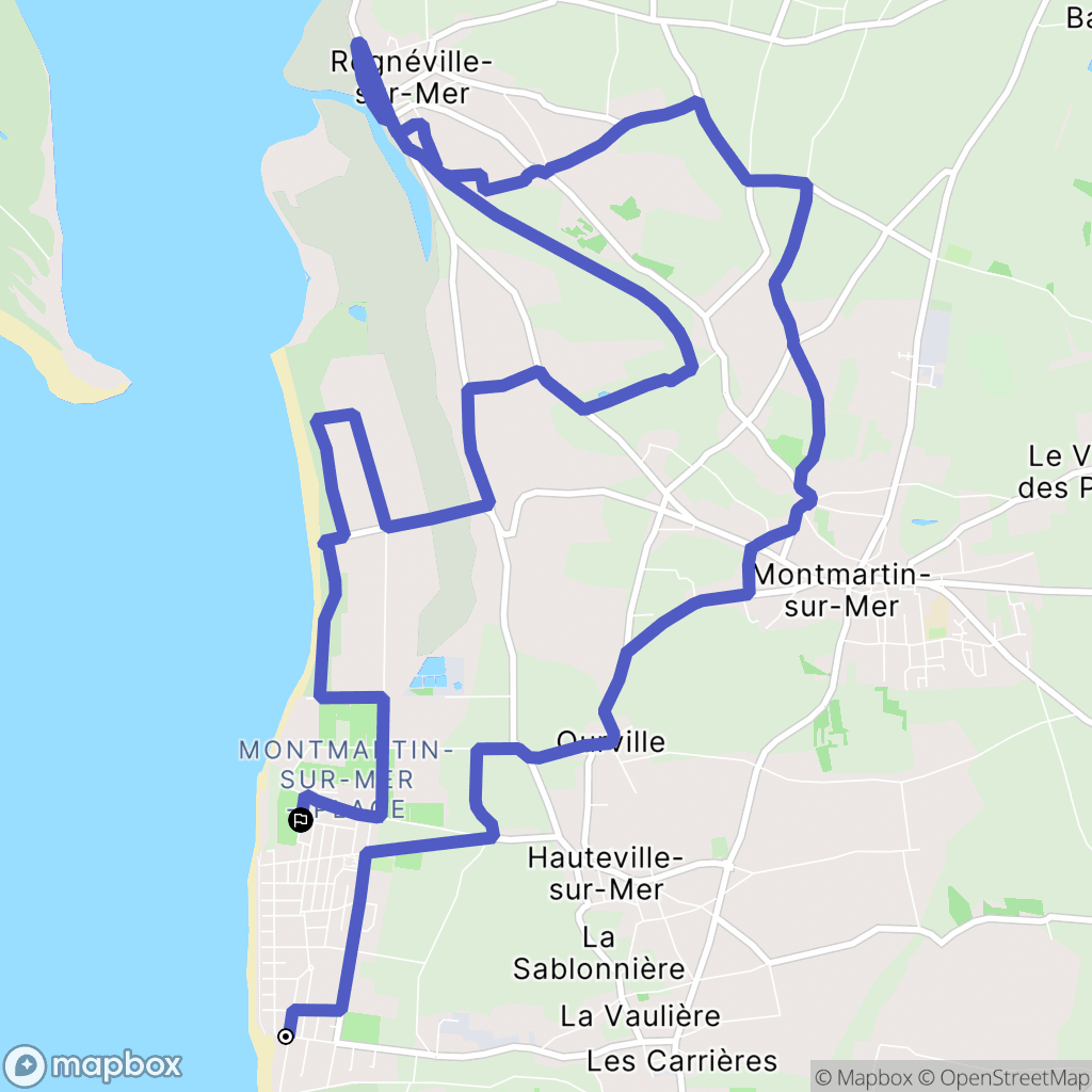Hauteville-sur-Mer : carte du parcours de randonnée - France