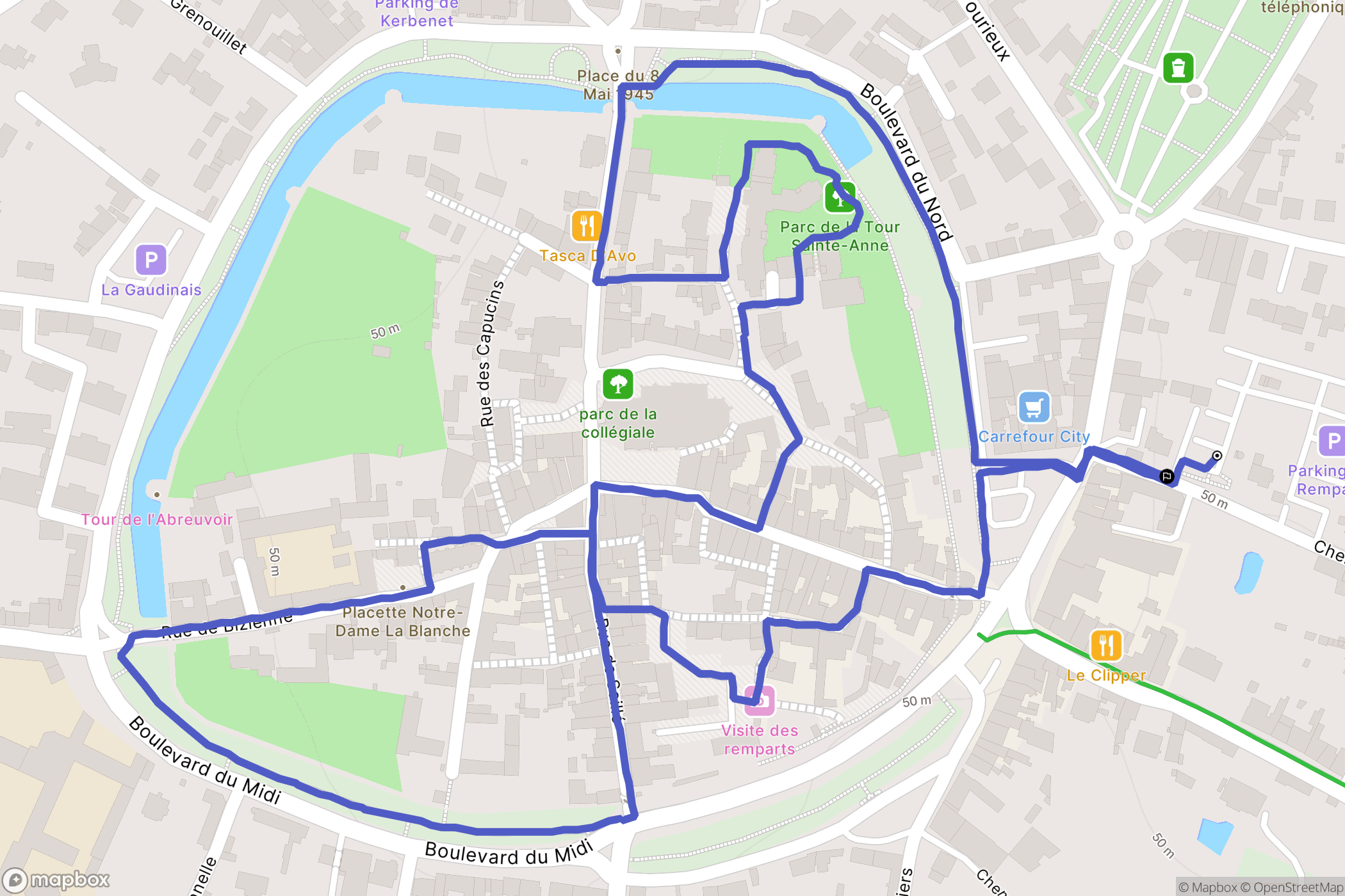 Guérande : carte du parcours de randonnée - France