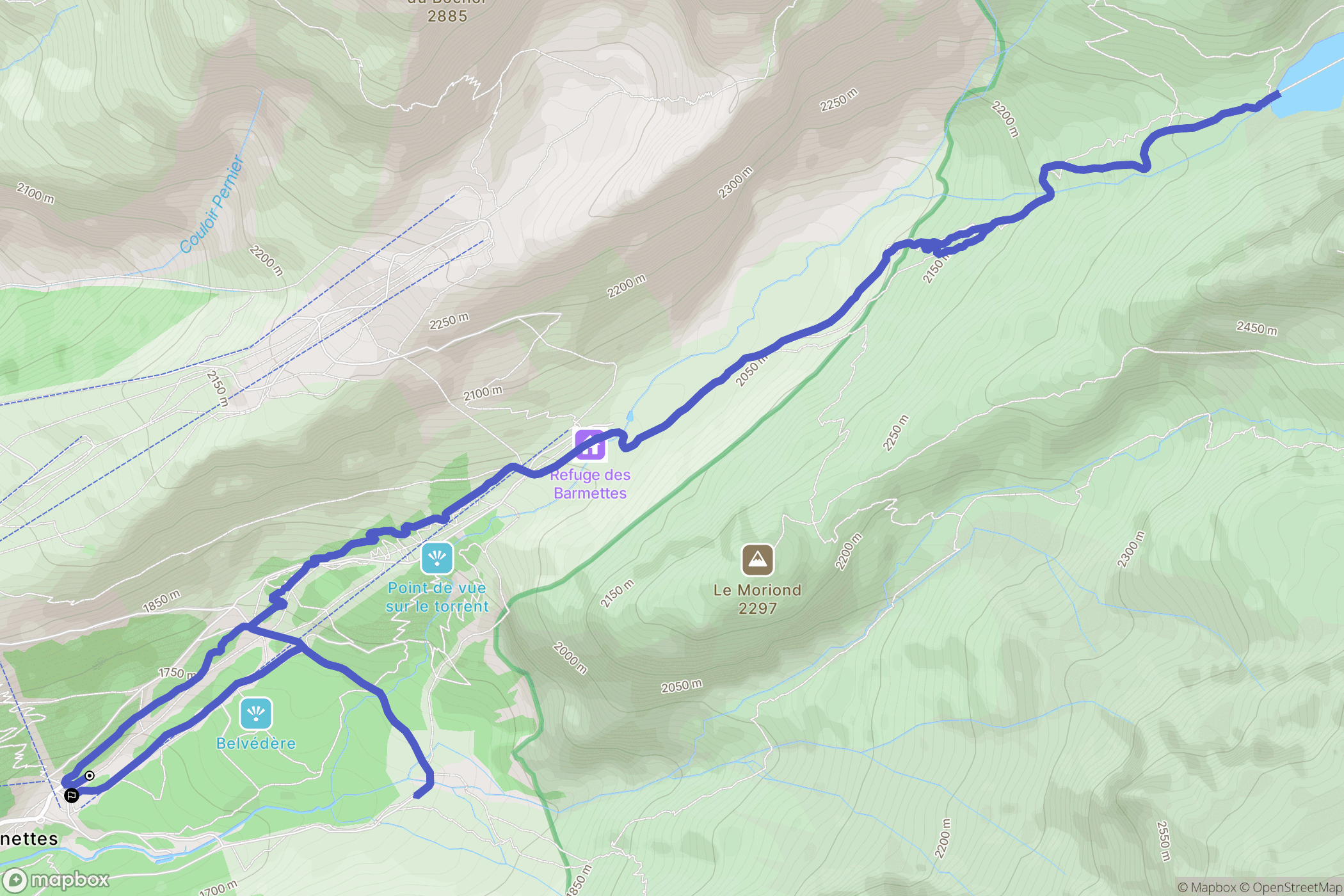 Pralognan-la-Vanoise : carte du parcours de randonnée - France