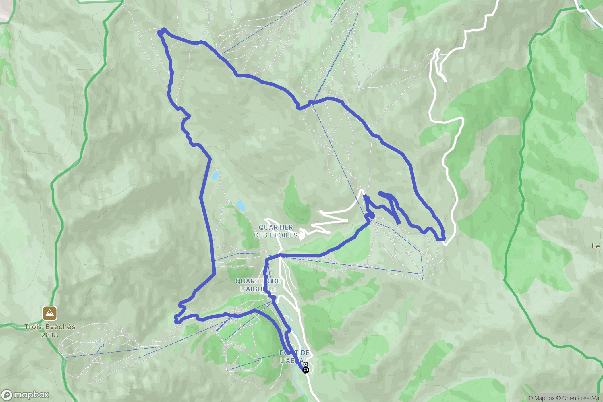 La Foux d'Allos : carte du parcours de randonnée - France