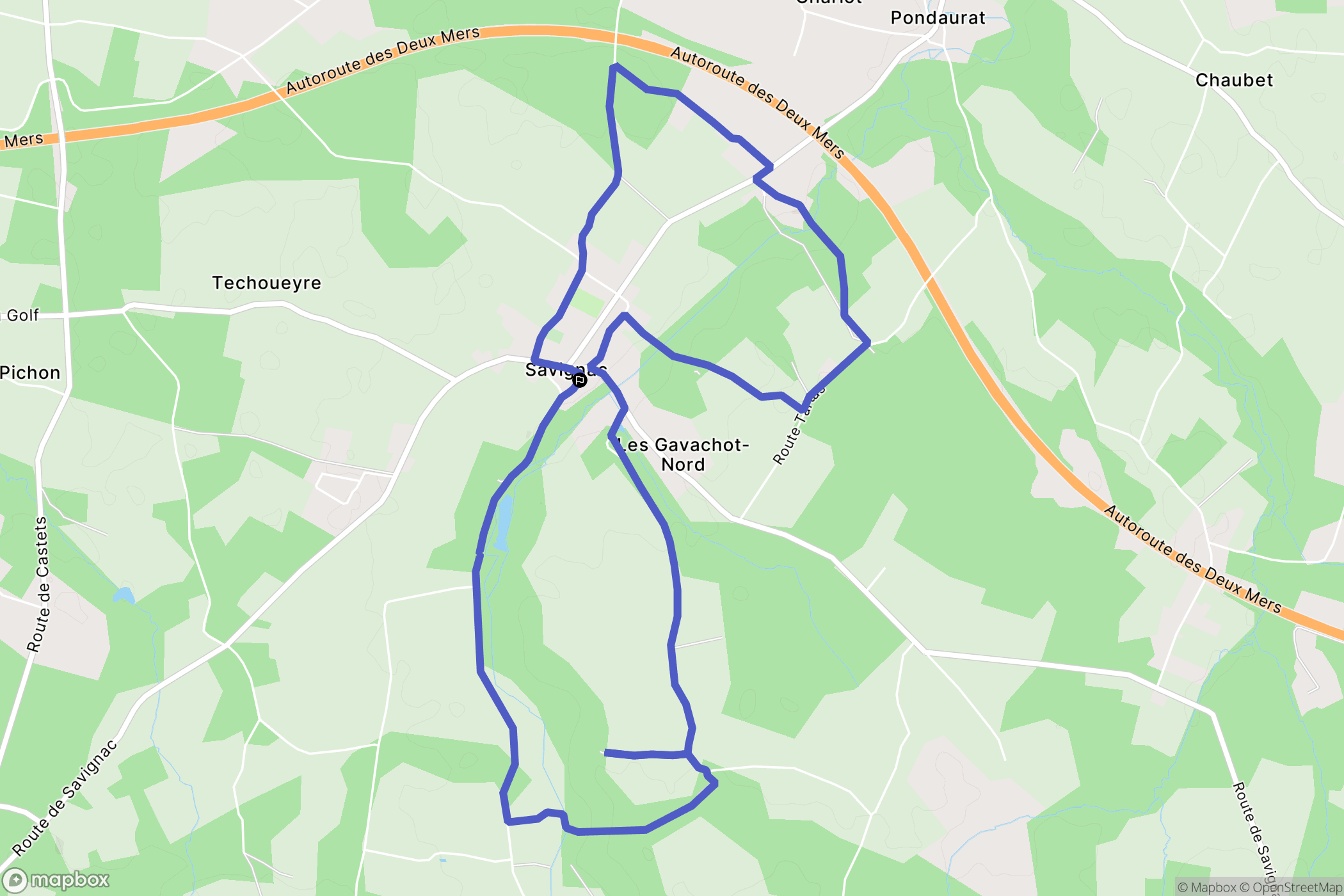 Savignac : carte du parcours de randonnée - France