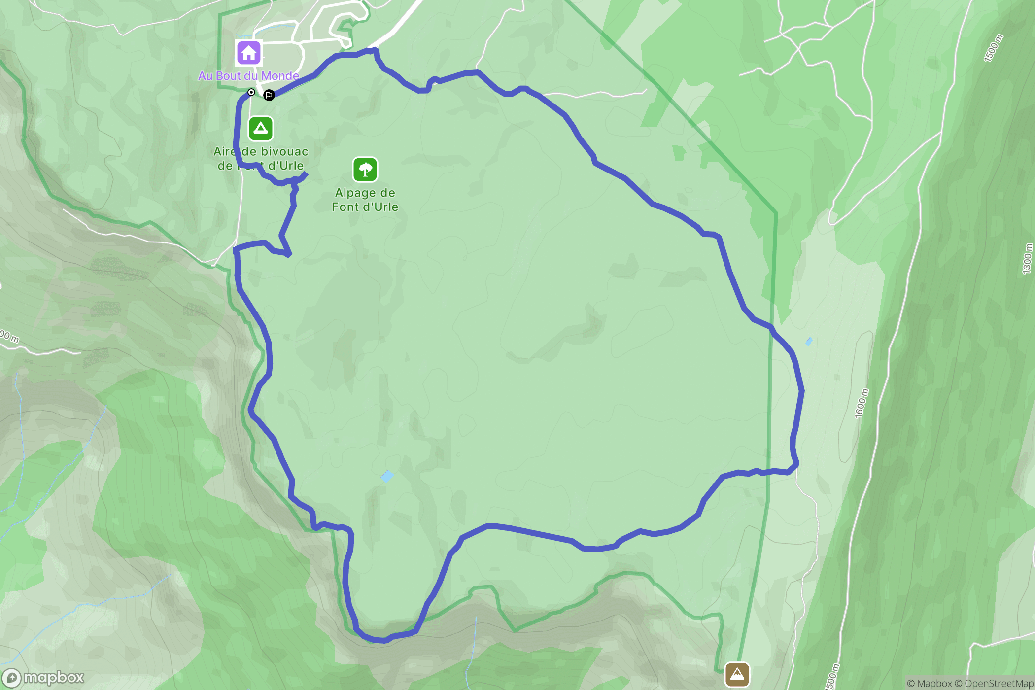 Font d'Urle : carte du parcours de randonnée - France