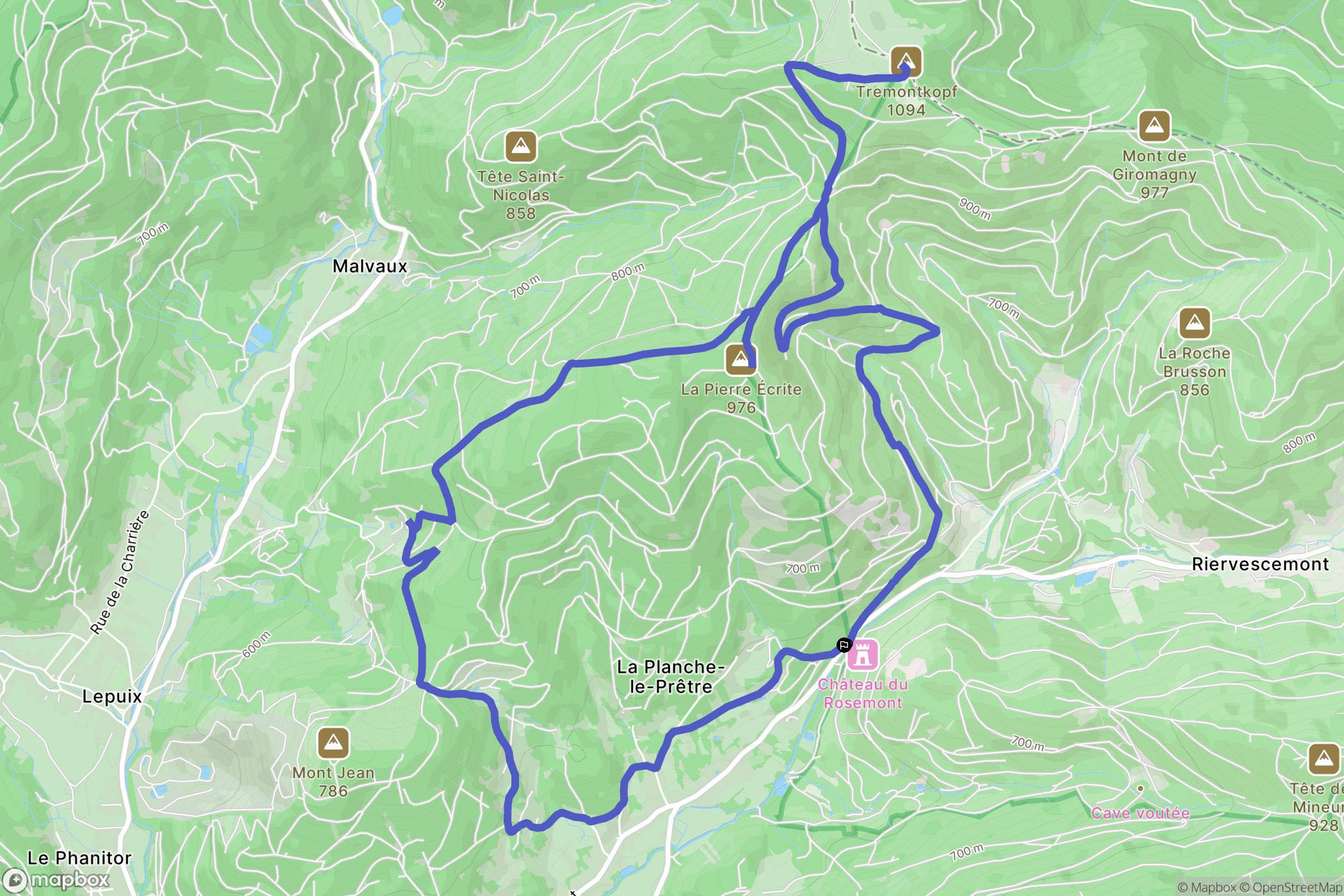 Vescemont : carte du parcours de randonnée - France