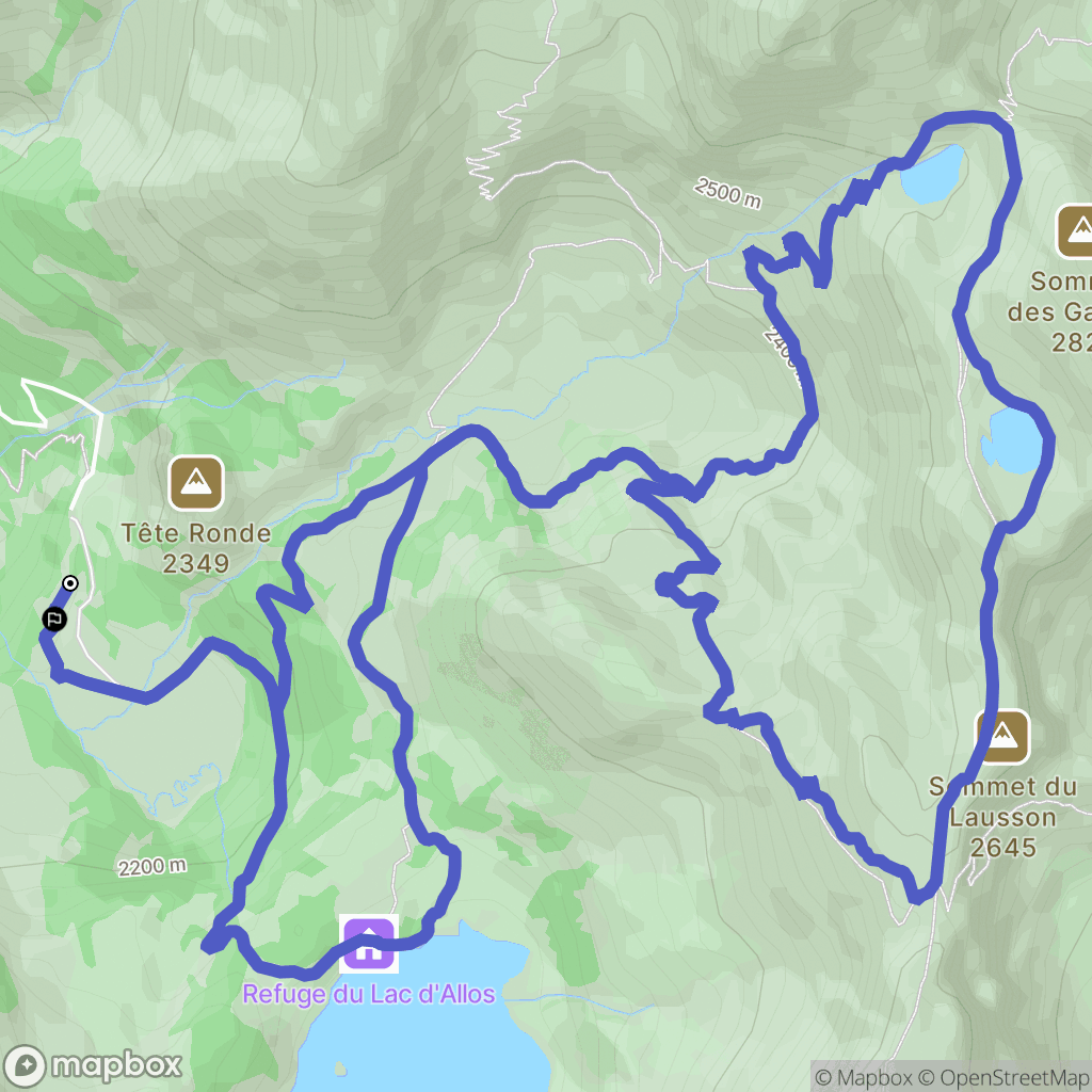 Allos : carte du parcours de randonnée - France