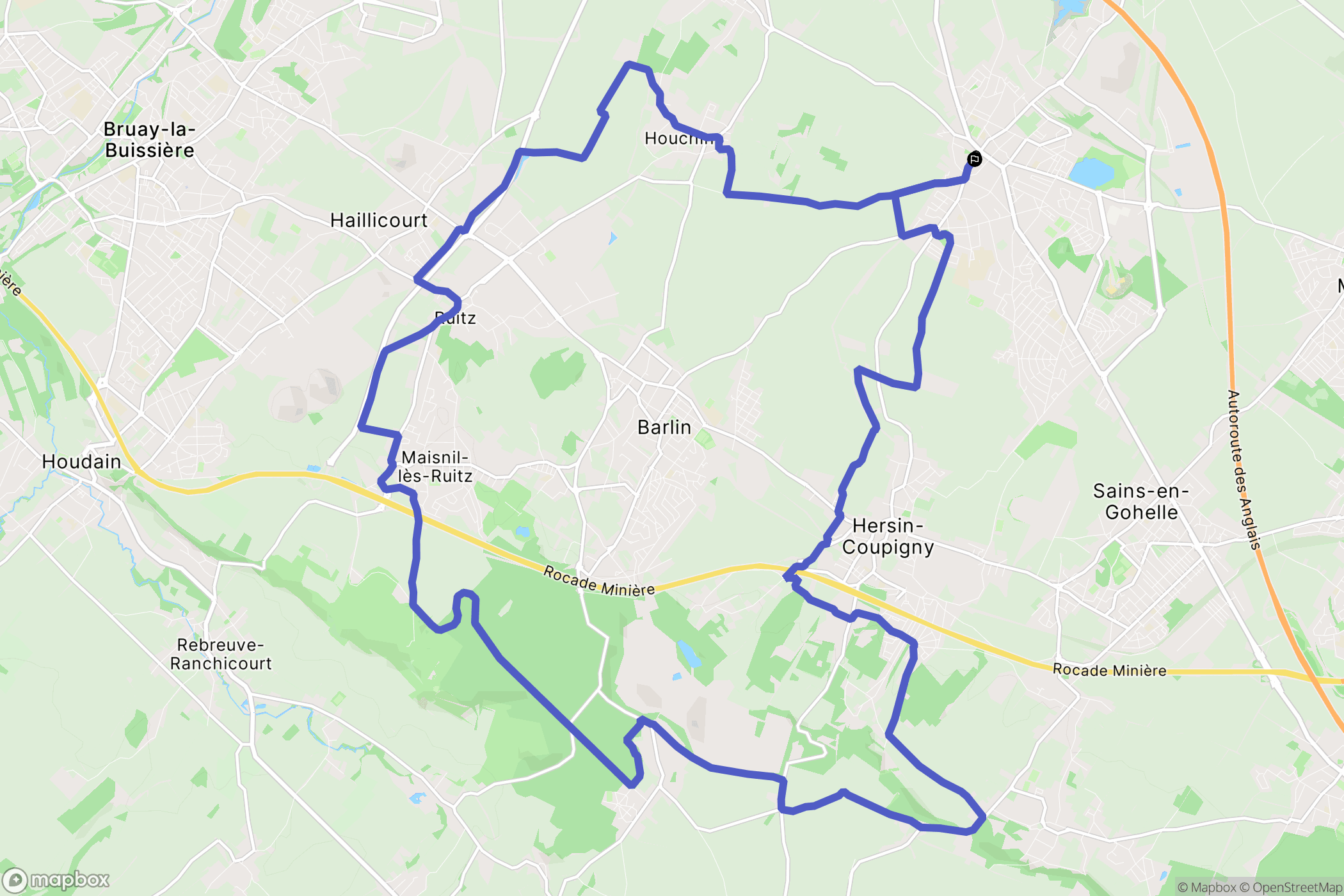 Noeux-les-Mines : carte du parcours de randonnée - France