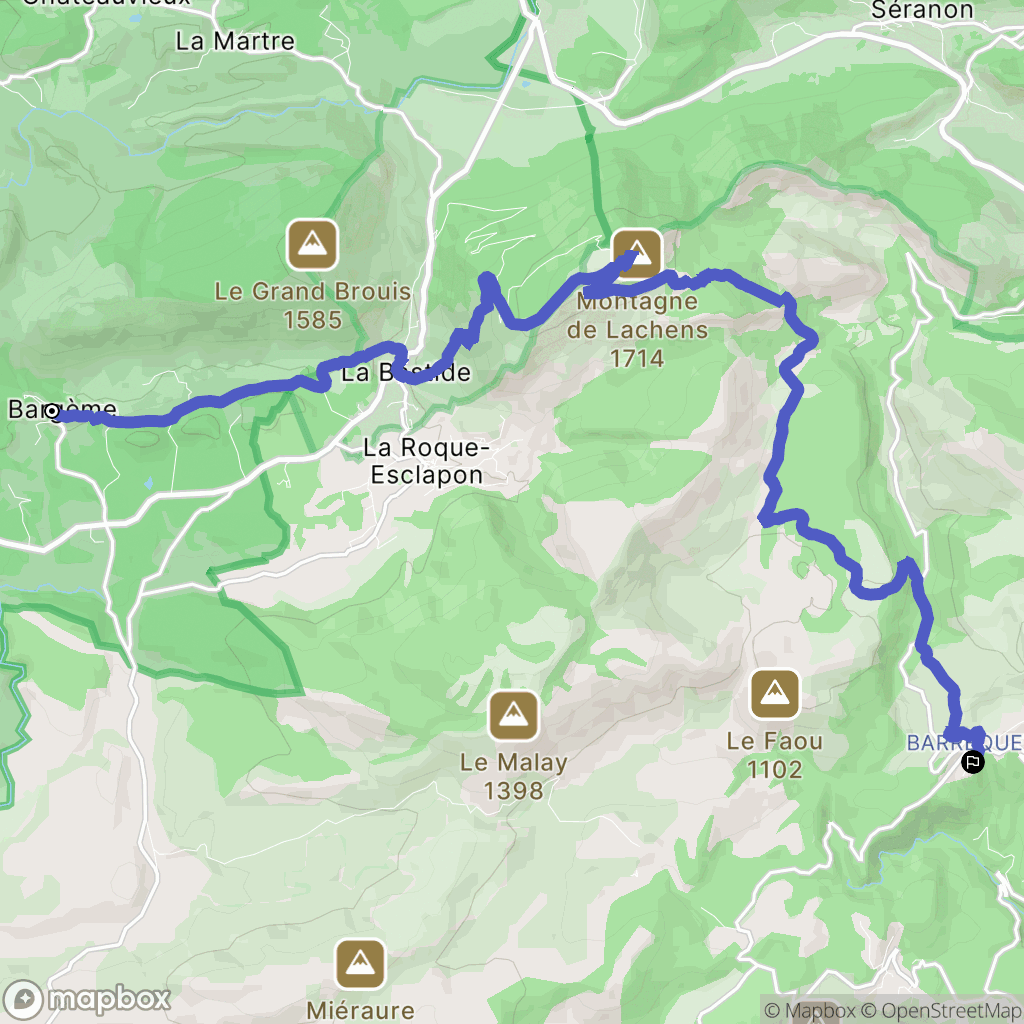 Bargème : carte du parcours de randonnée - France