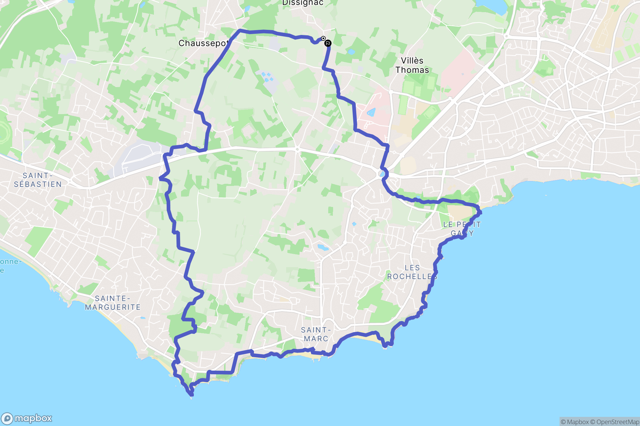 Saint-Nazaire : carte du parcours de randonnée - France