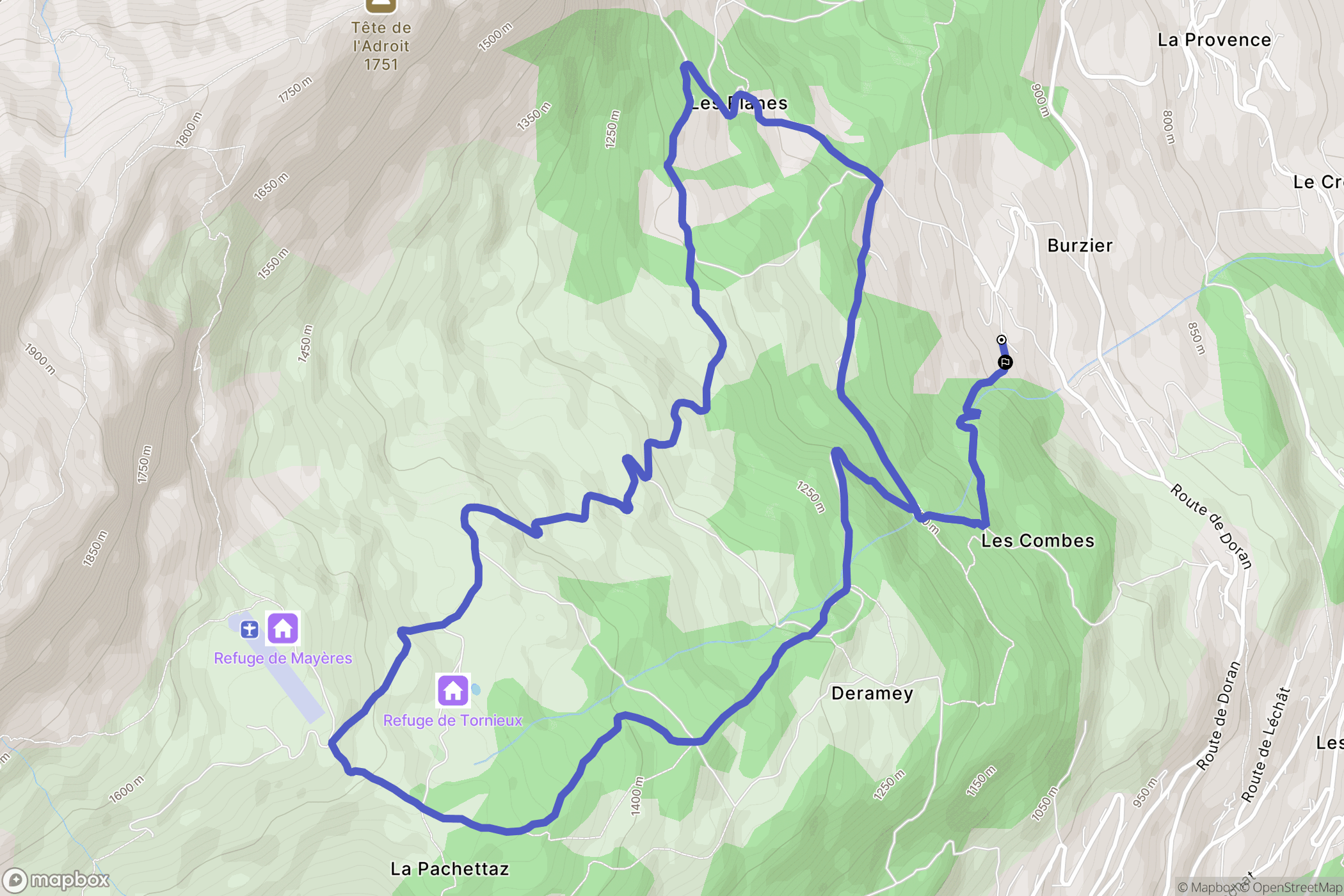 Hameau de Burzier : carte du parcours de randonnée - France