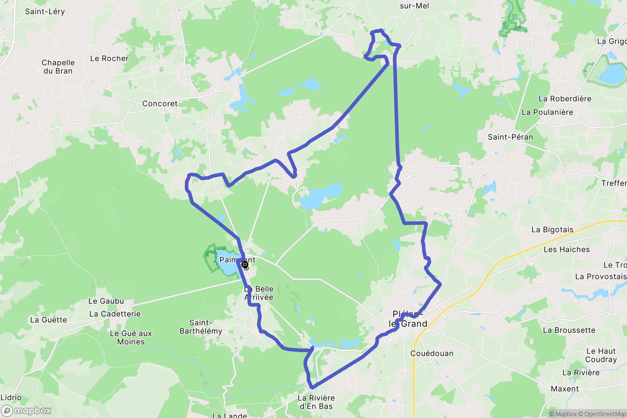 Paimpont : carte du parcours de randonnée - France