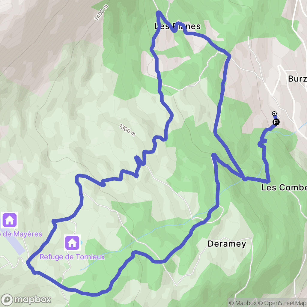 Hameau de Burzier : carte du parcours de randonnée - France