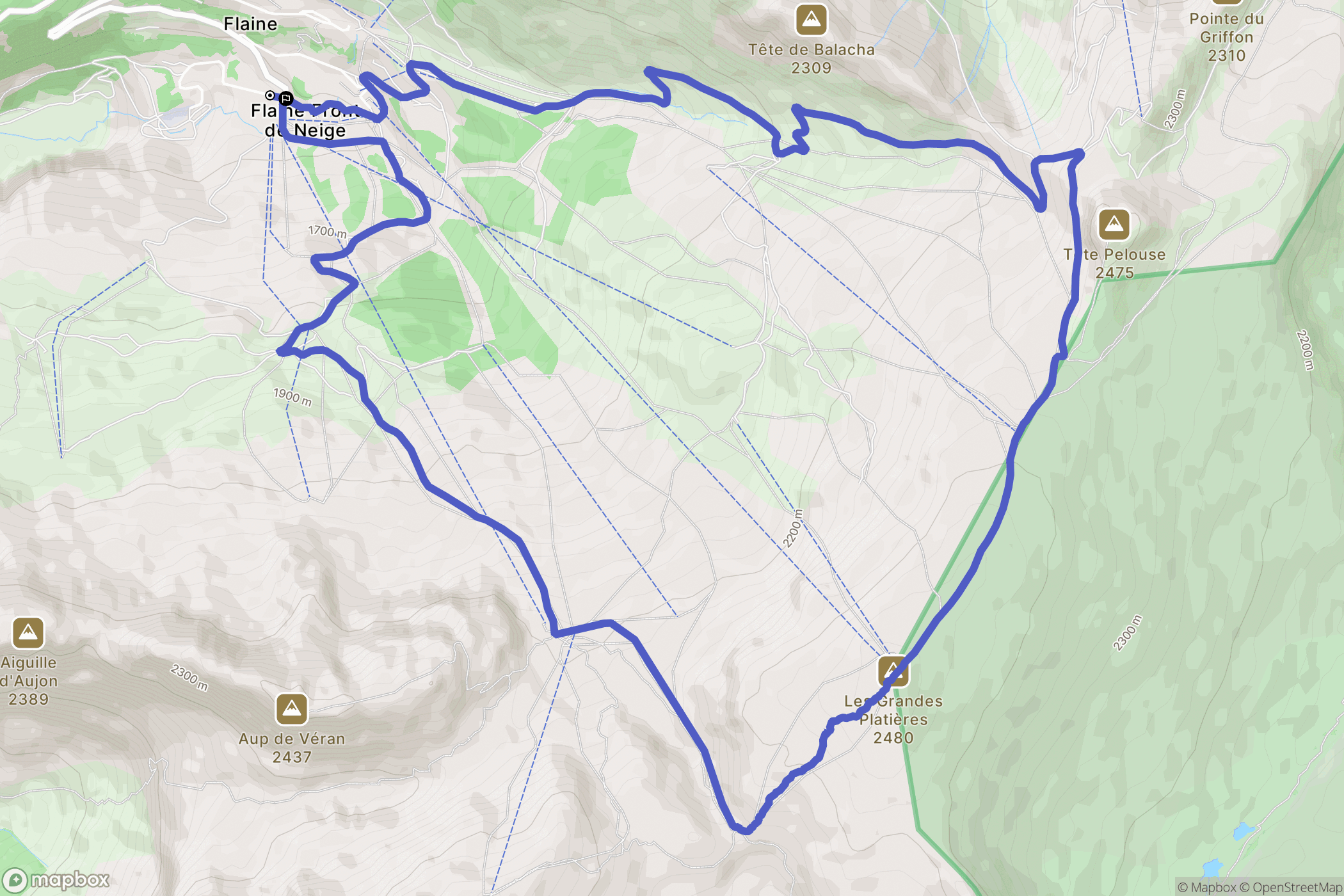 Flaine : carte du parcours de randonnée - France