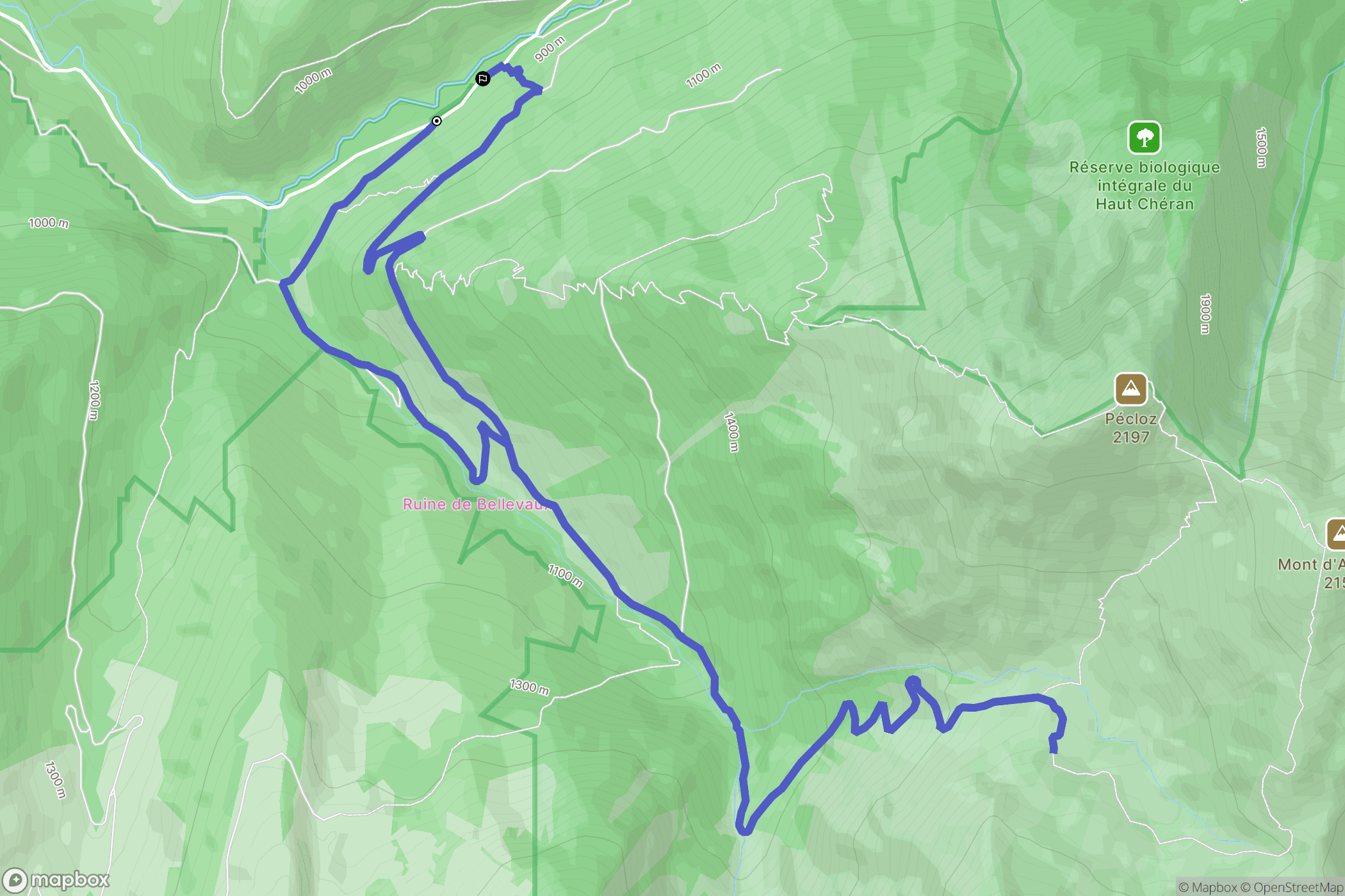 École-en-Bauges : carte du parcours de randonnée - France