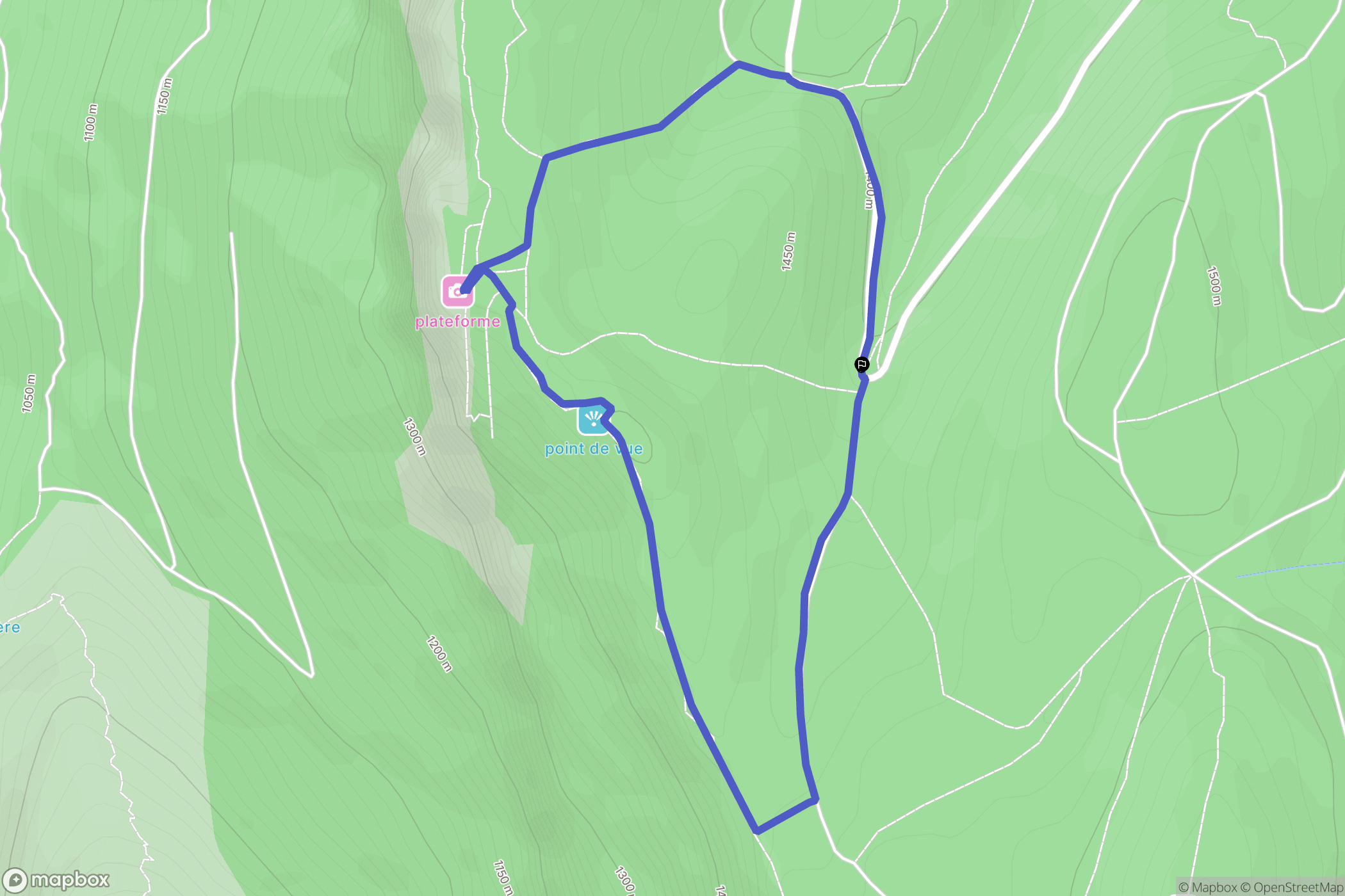 Méaudre : carte du parcours de randonnée - France