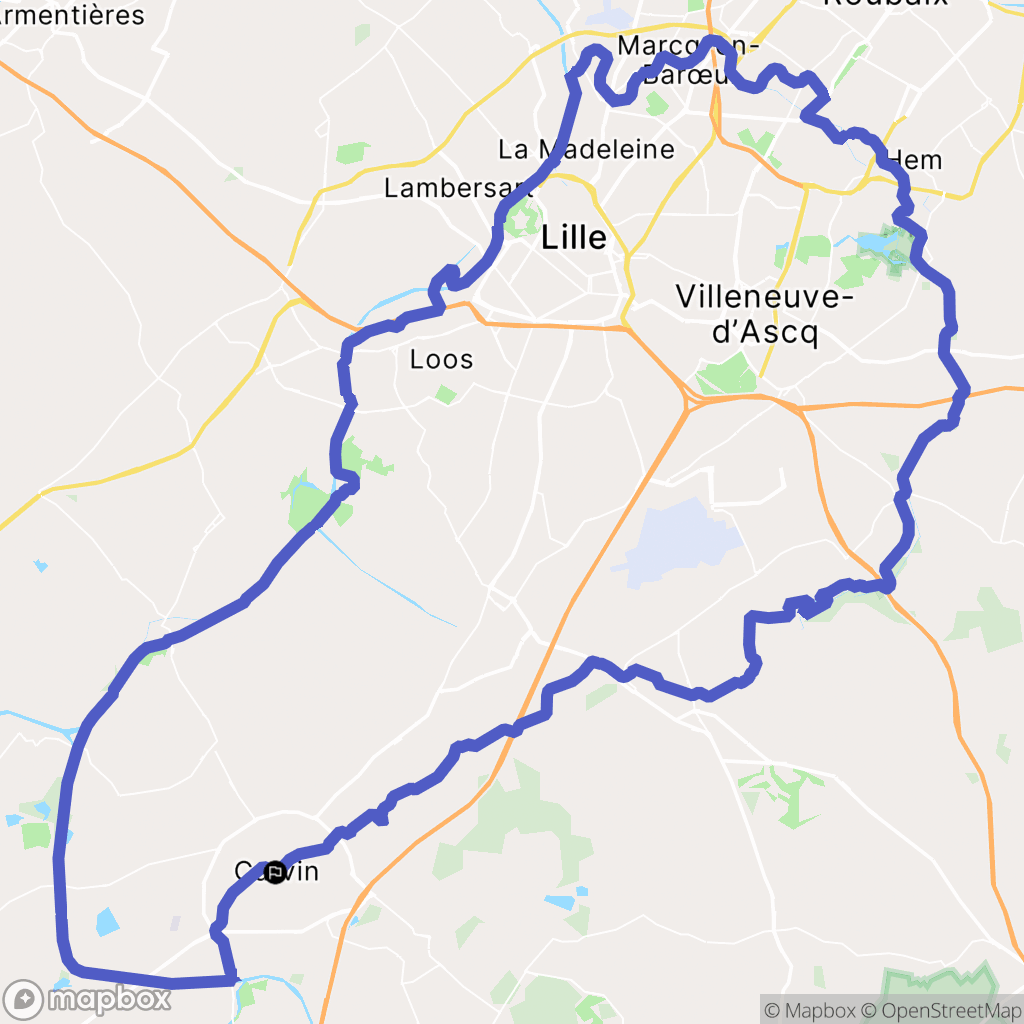 Carvin : carte du parcours de randonnée - France