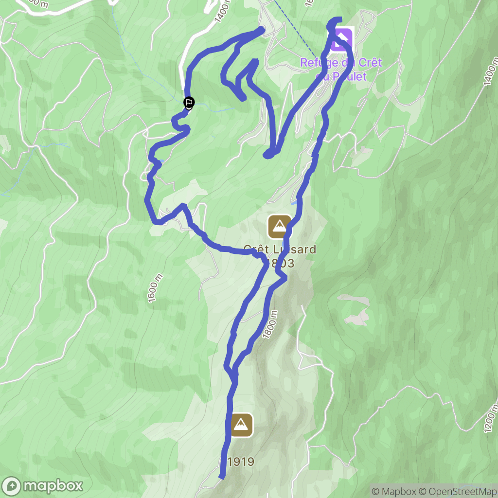 Crêts-en-Belledonne : carte du parcours de randonnée - France