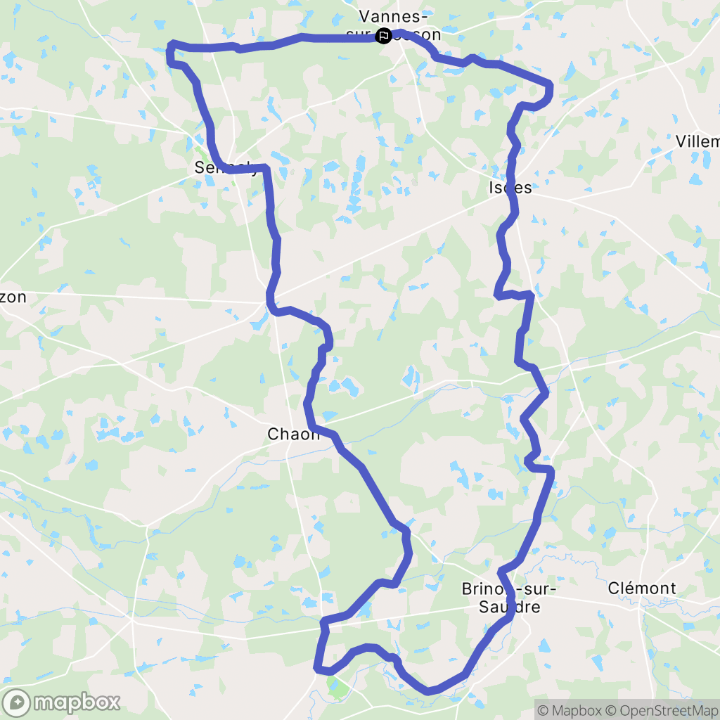 Vannes-sur-Cosson : carte du parcours de randonnée - France