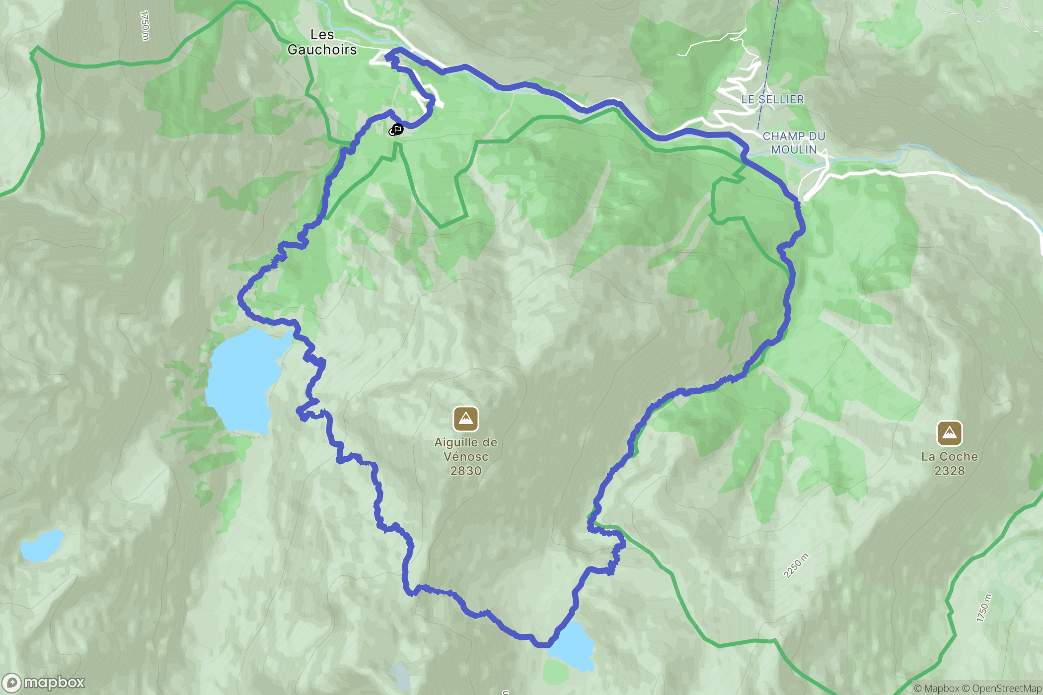 Vénosc : carte du parcours de randonnée - France