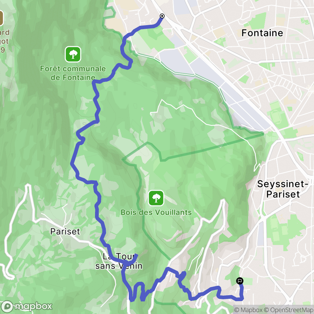 Fontaine : carte du parcours de randonnée - France