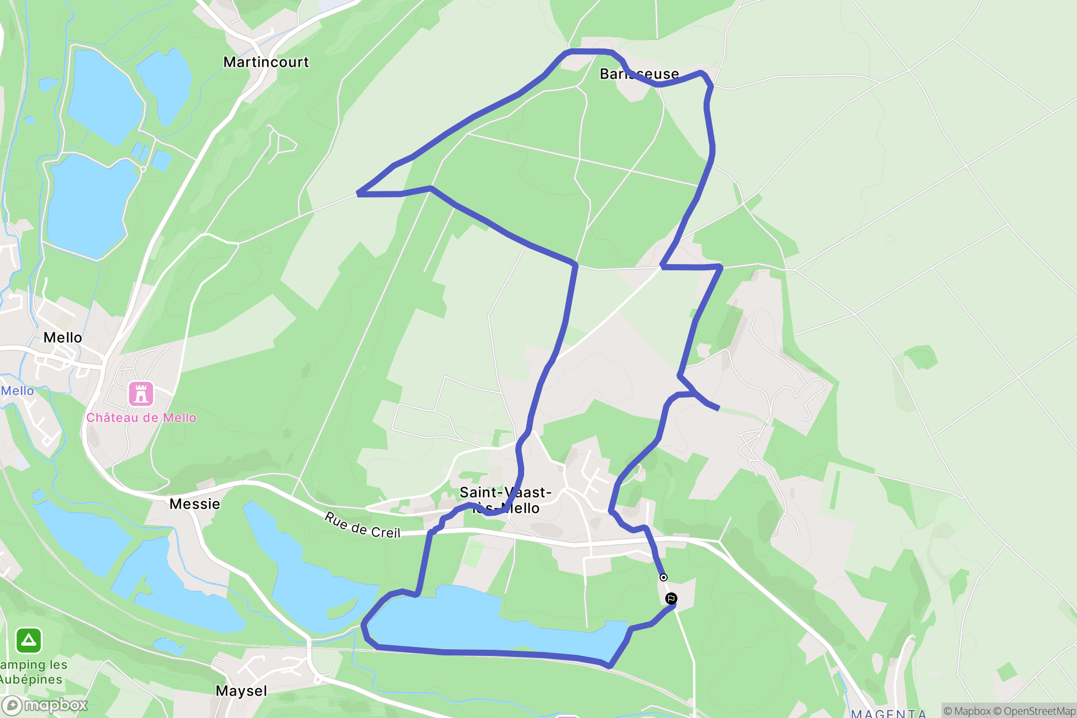 Saint-Vaast-Lès-Mello : carte du parcours de randonnée - France