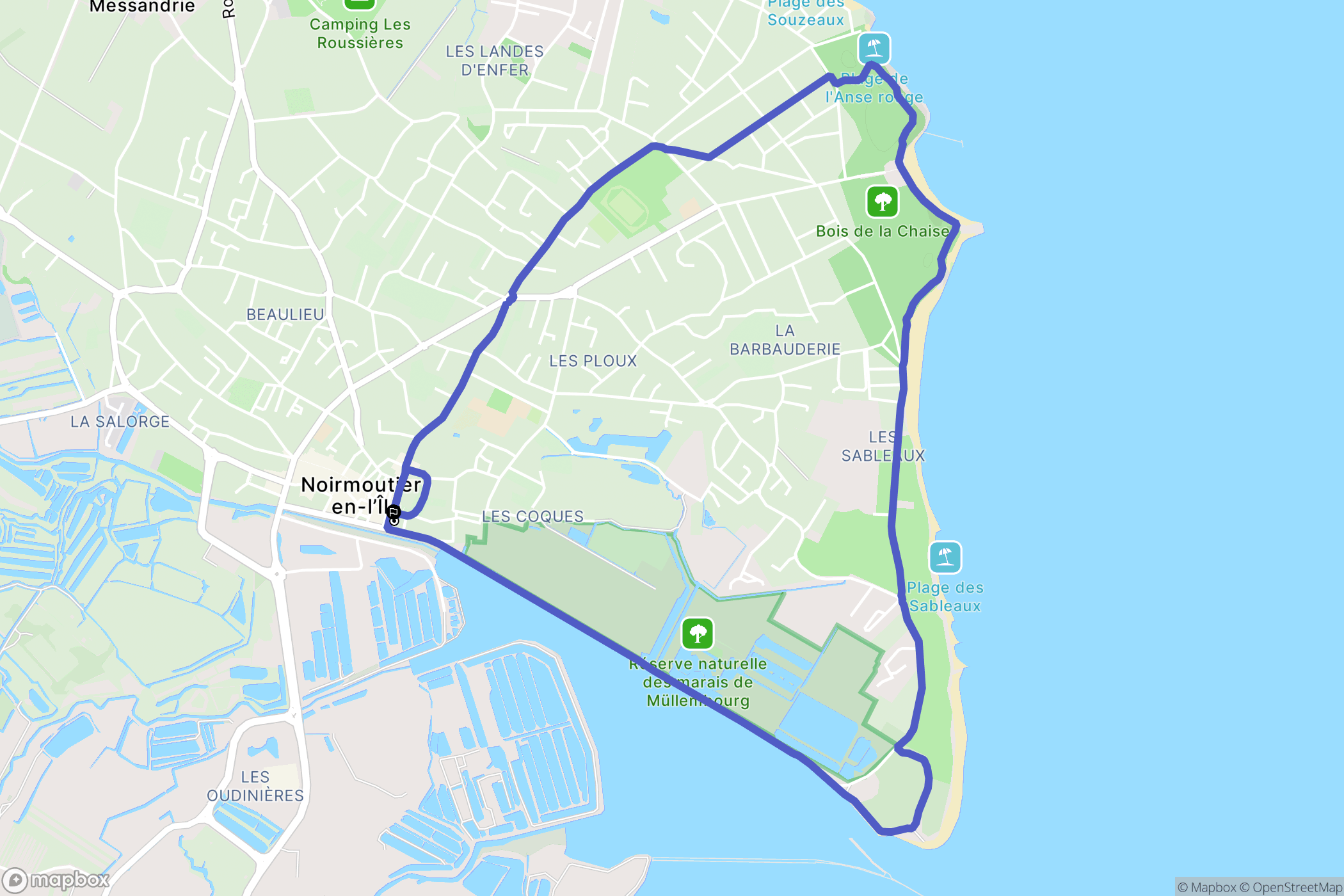 Noirmoutier, Noirmoutier-en-l'Ile : carte du parcours de randonnée - France