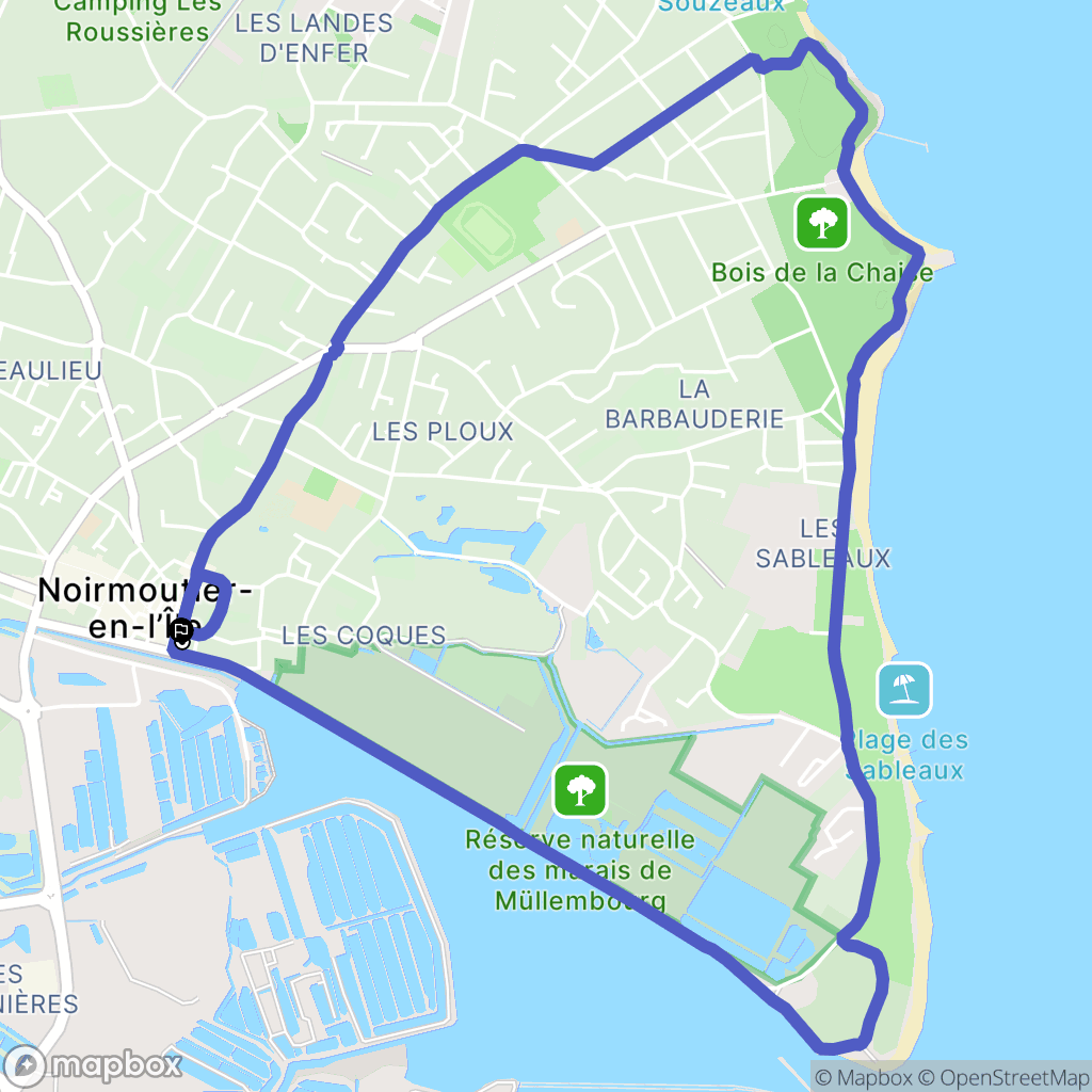 Noirmoutier, Noirmoutier-en-l'Ile : carte du parcours de randonnée - France