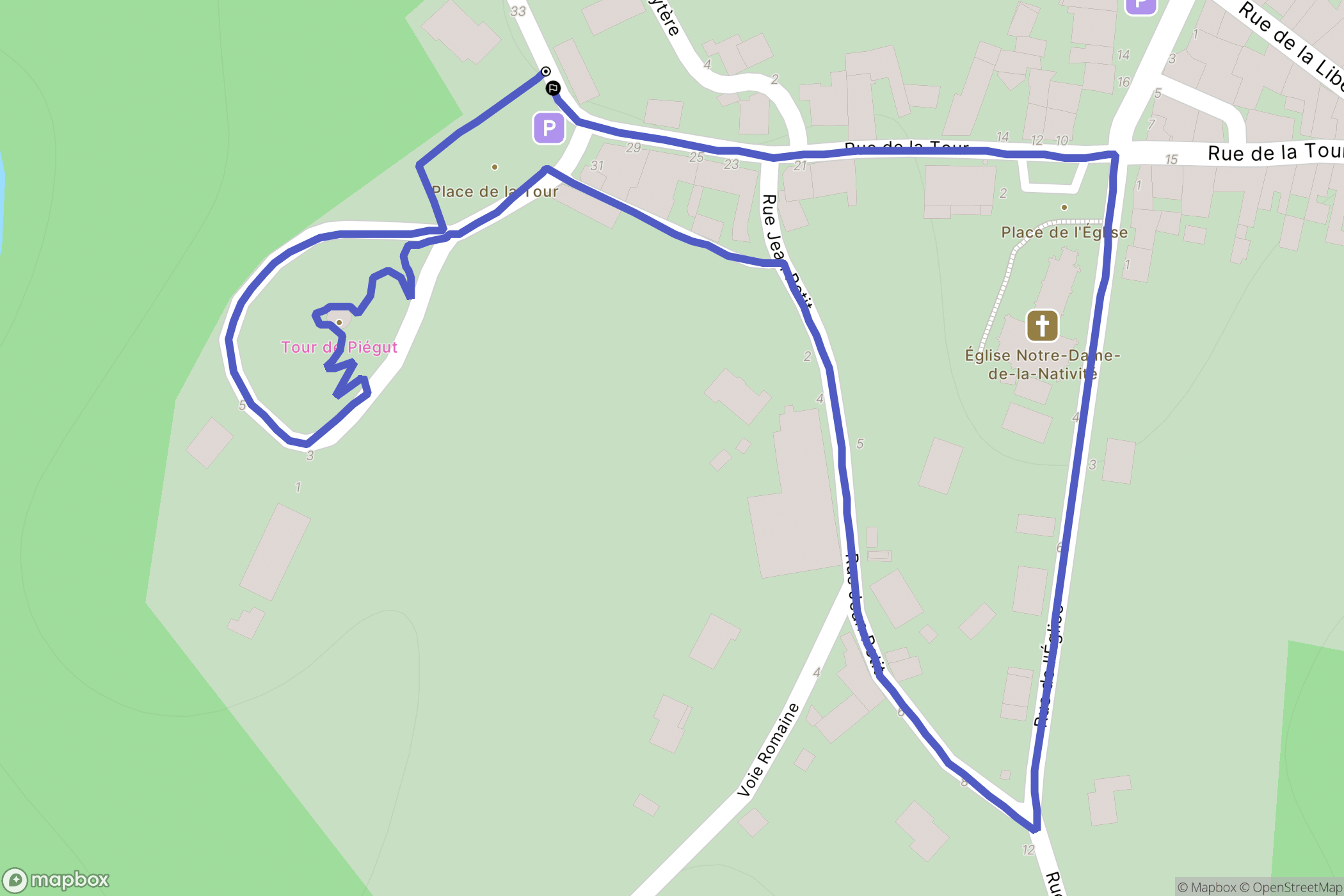 Piégut-Pluviers : carte du parcours de randonnée - France