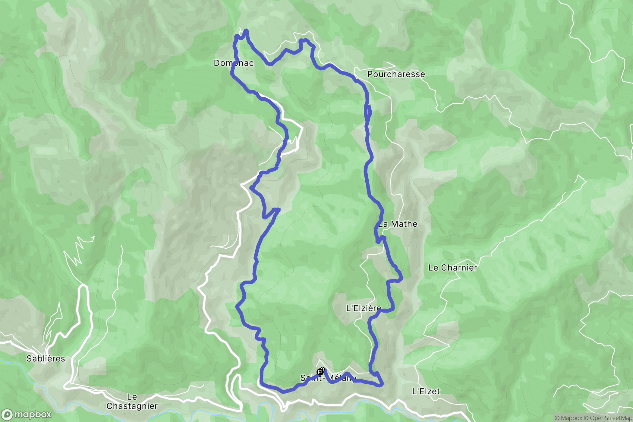 Sainte-Mélany : carte du parcours de randonnée - France