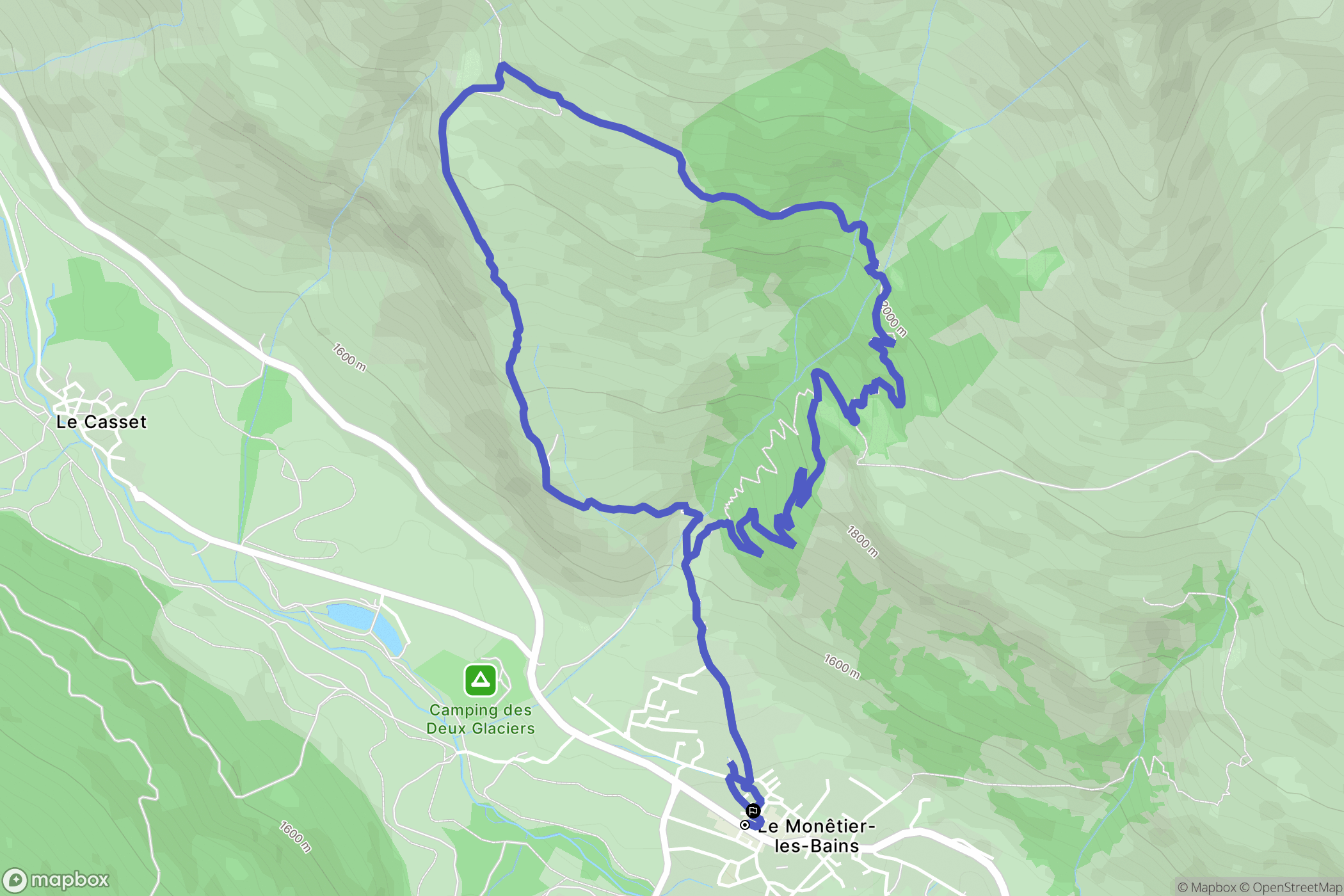 Monêtier-les-Bains : carte du parcours de randonnée - France
