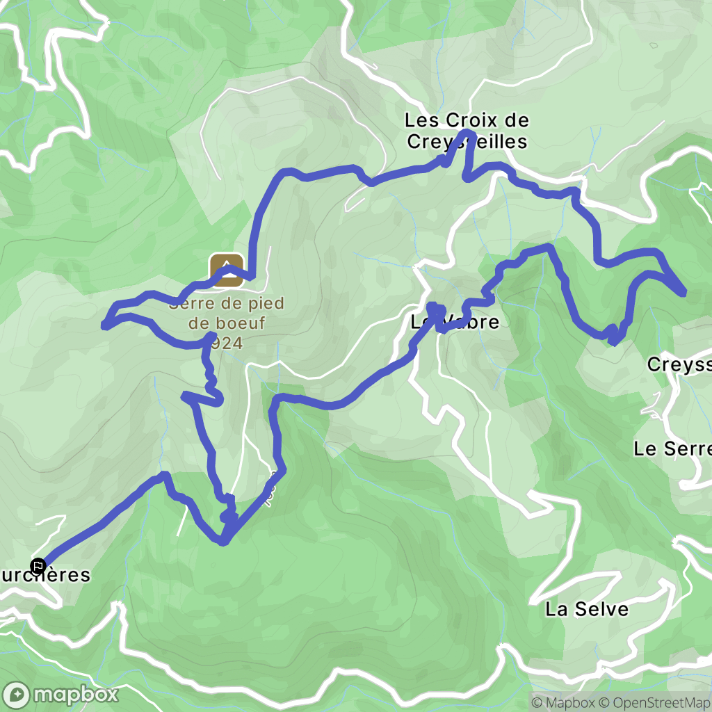 Pourchères : carte du parcours de randonnée - France