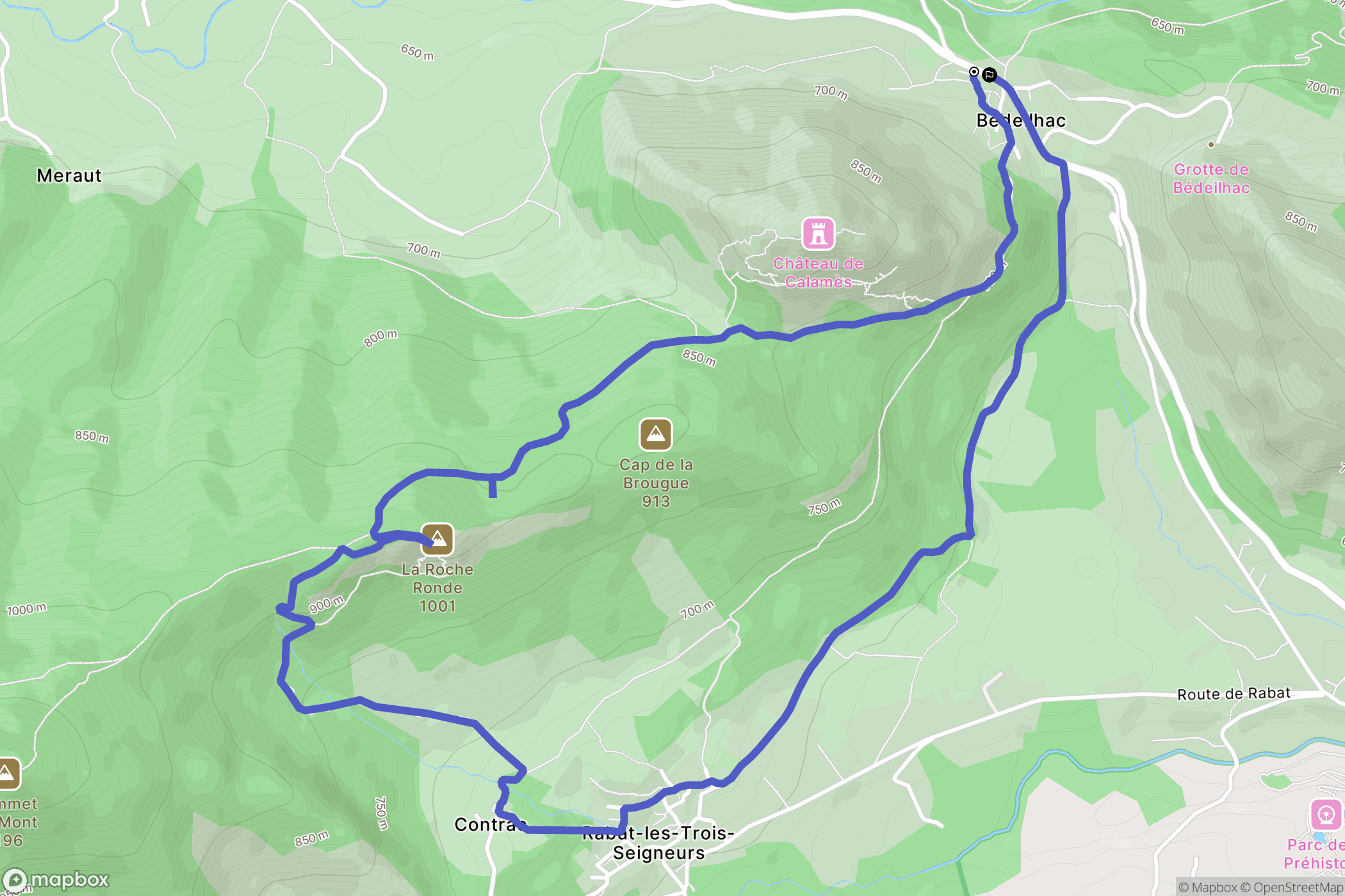 Bédeilhac : carte du parcours de randonnée - France
