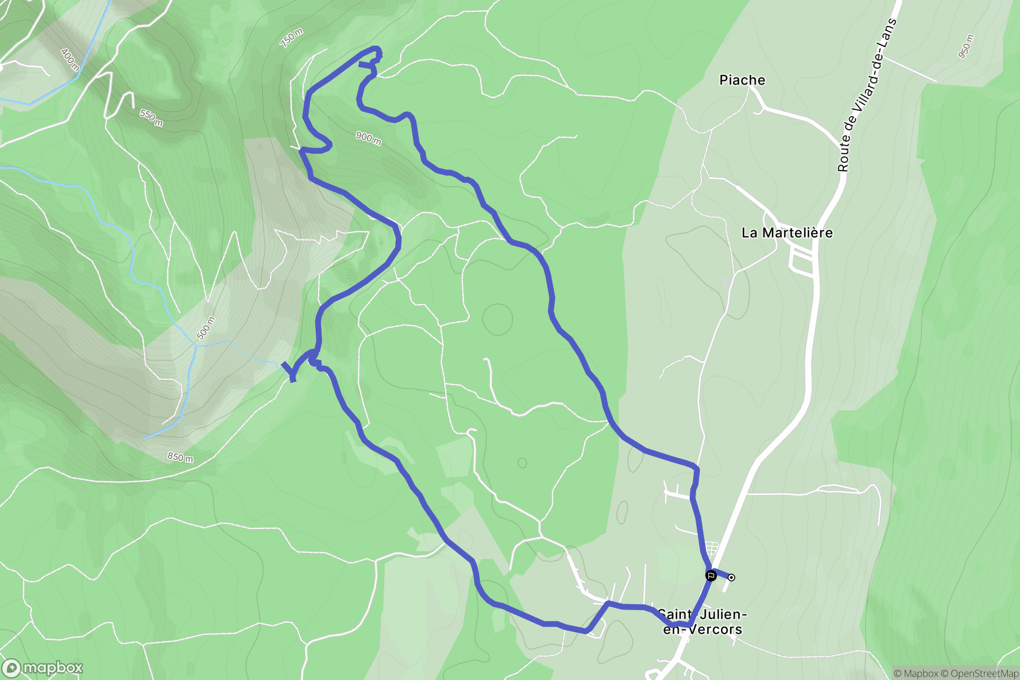 Saint-Julien-en-Vercors : carte du parcours de randonnée - France