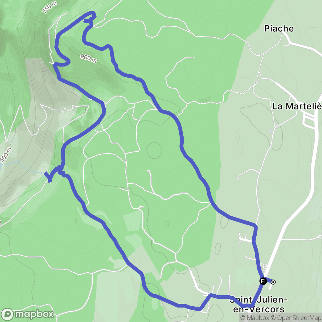 Saint-Julien-en-Vercors : carte du parcours de randonnée - France