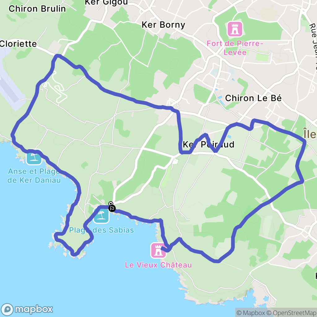 Ile-d'Yeu : carte du parcours de randonnée - France