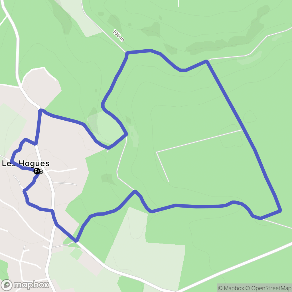 Les Hogues : carte du parcours de randonnée - France