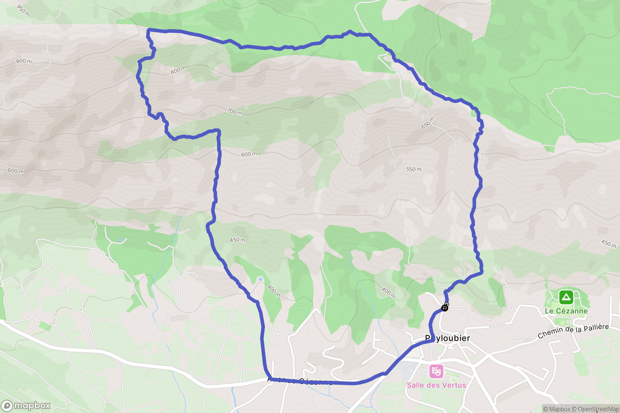 Puyloubier : carte du parcours de randonnée - France