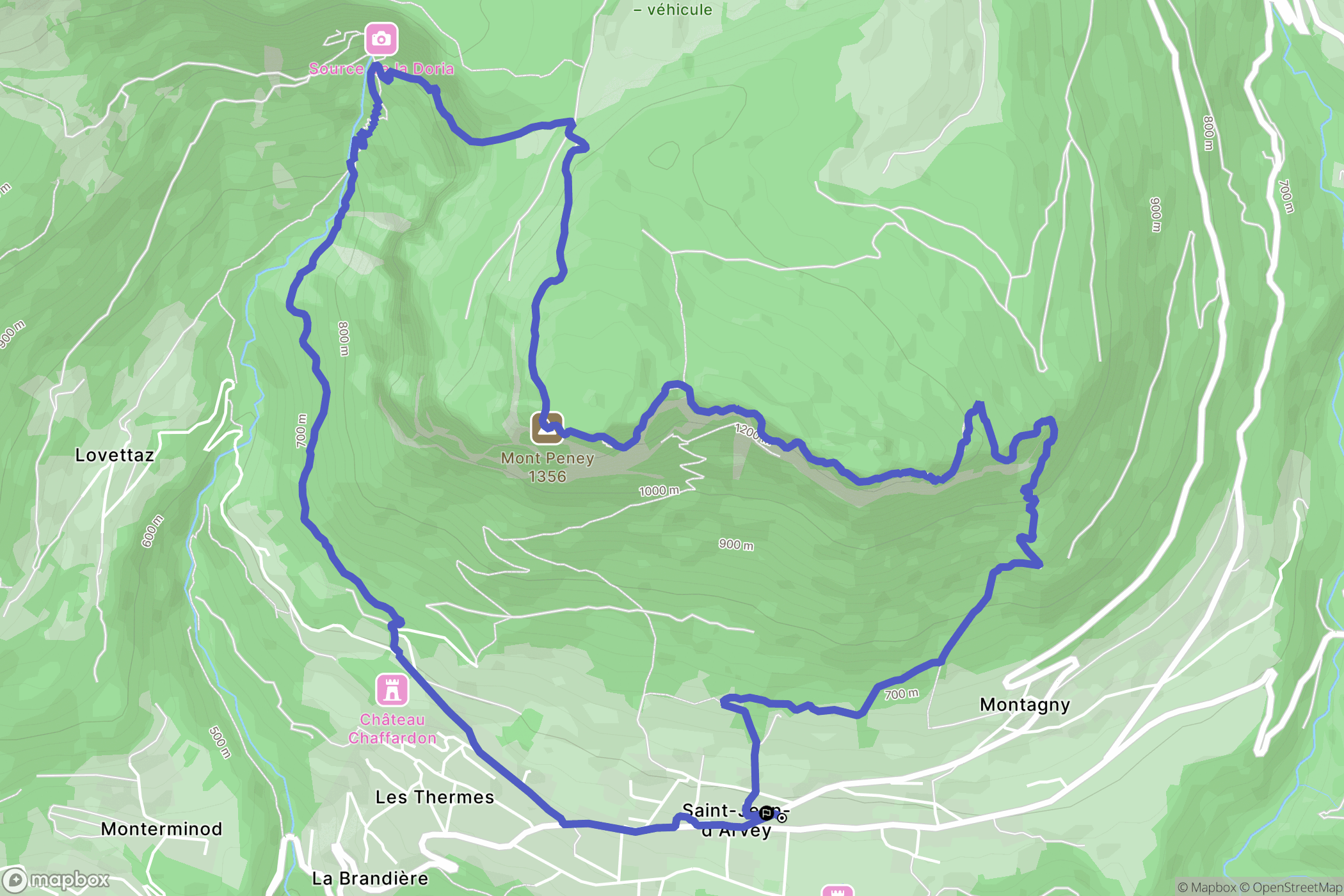 Saint-Jean-d'Arvey : carte du parcours de randonnée - France