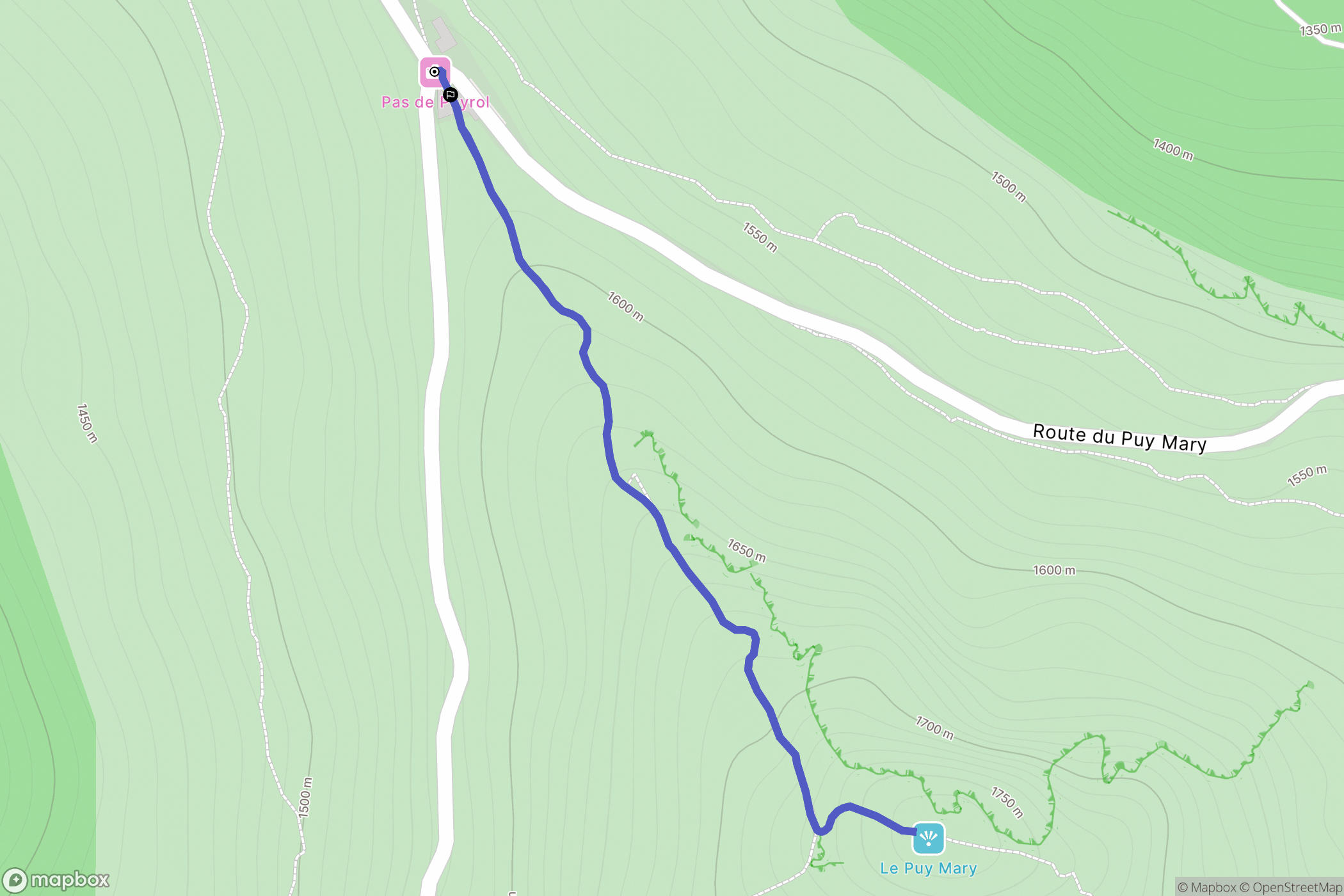 Super-Lioran : carte du parcours de randonnée - France