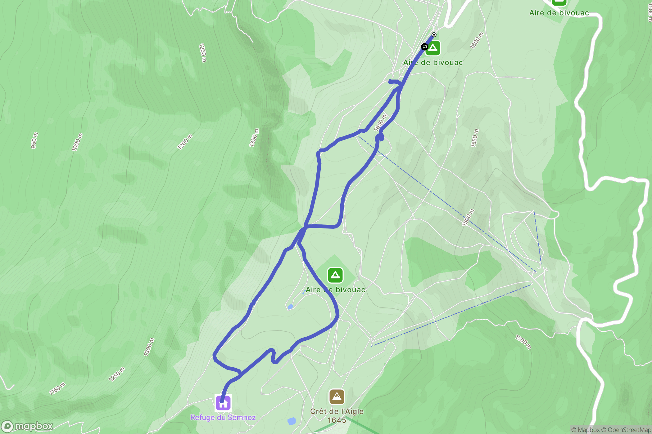 Leschaux : carte du parcours de randonnée - France