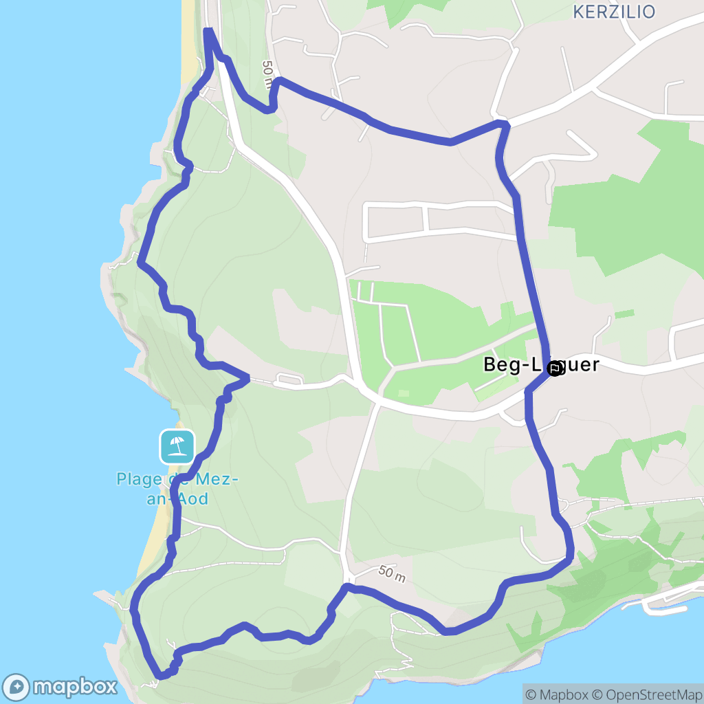 Lannion : carte du parcours de randonnée - France