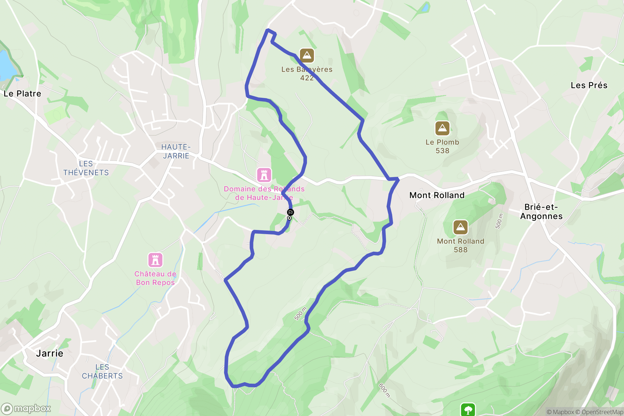 Haute-Jarrie : carte du parcours de randonnée - France