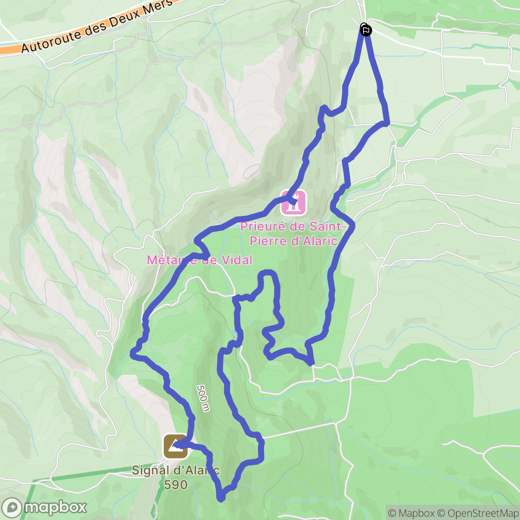 Moux : carte du parcours de randonnée - France