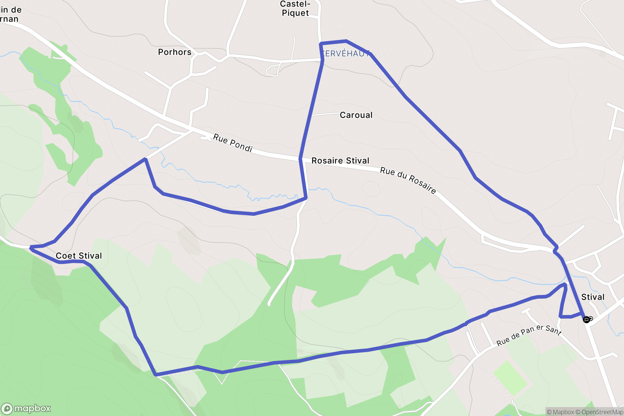 Pontivy : carte du parcours de randonnée - France
